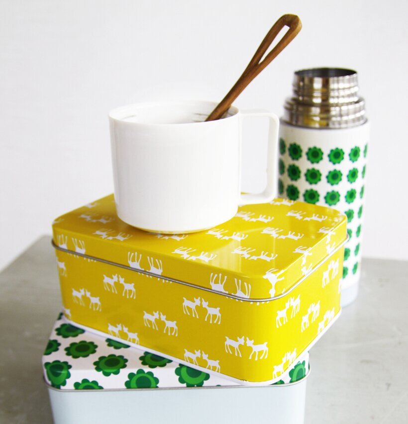 Blafre Mellanbox - Gröna blommor med mugg, sked och termos