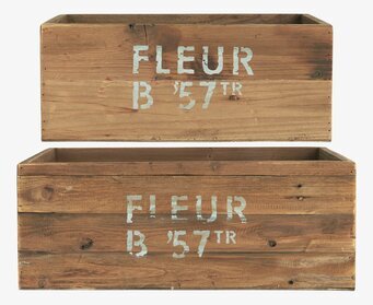 Trälåda Fleur från IB Laursen i rustikt trä med vit text