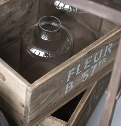 Trälåda Fleur från IB Laursen med glasvas och rustik charm