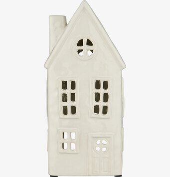 Bild av ljuslykta i nordisk stil med krämfärgad yta