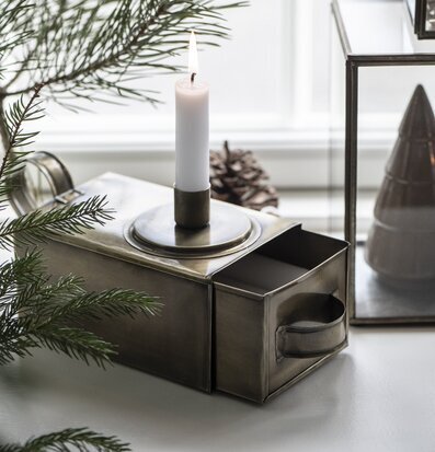 Ljusstake Mässing Med Förvaring från IB Laursen i mässing