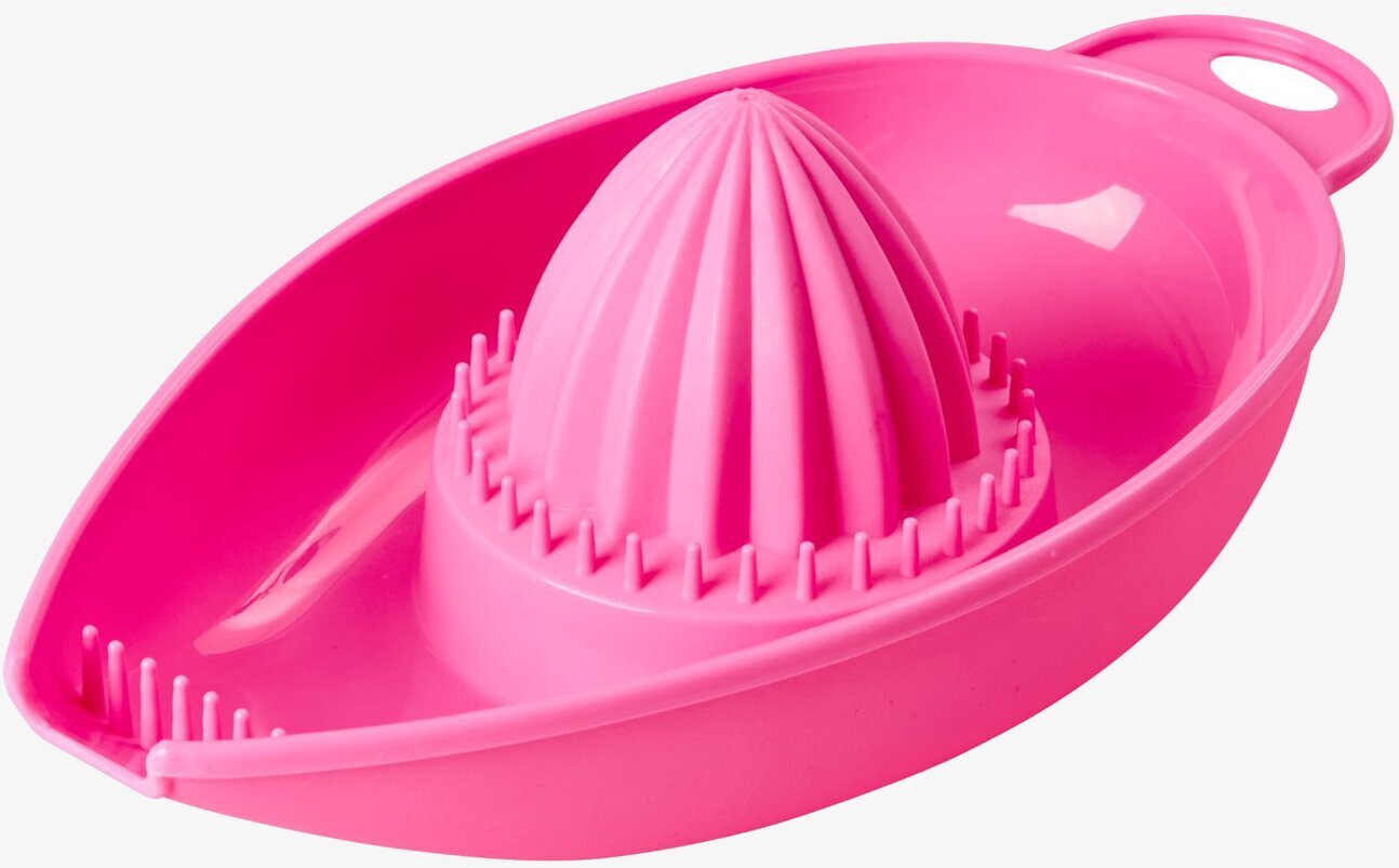 Citruspress från Rice i rosa plast med ergonomiskt handtag