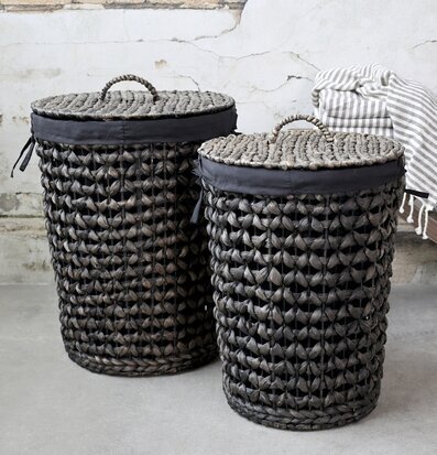 Korg Flätad Vattenhyacinth Mörk Natur från Chic Antique