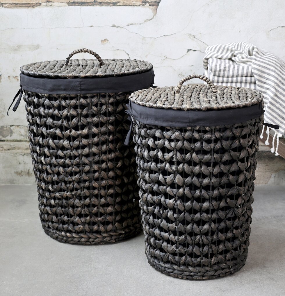 Korg Flätad Vattenhyacinth Mörk Natur från Chic Antique