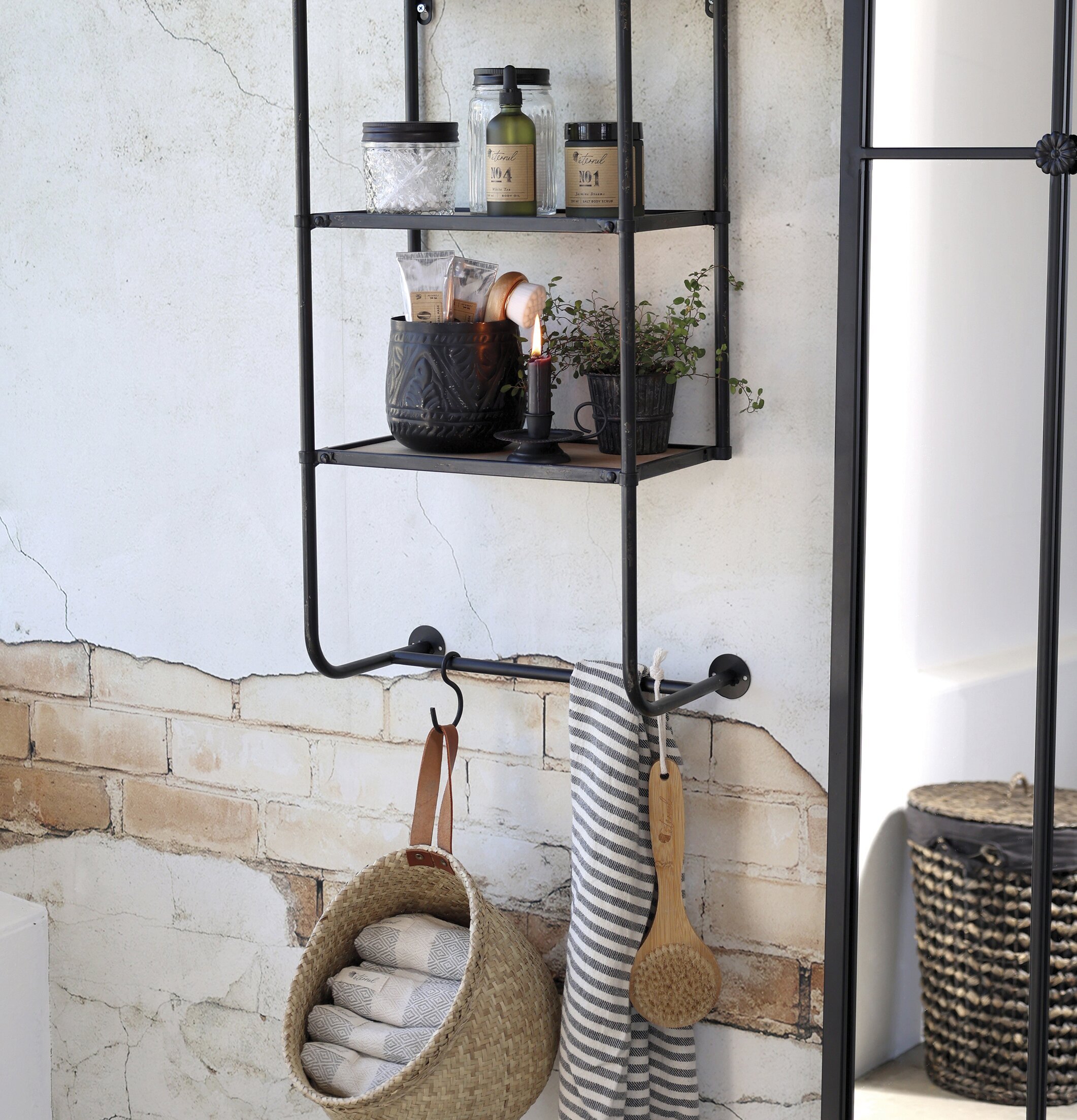 Korg Flätad Vattenhyacinth Mörk Natur från Chic Antique