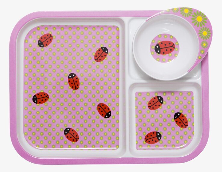 Barntallrik melamin från Rice med nyckelpigemönster