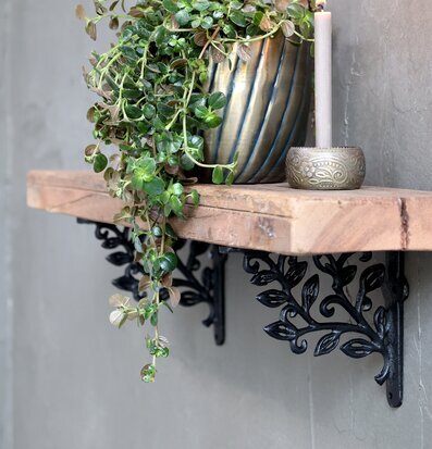 Hyllkonsol Blomsterdekor Antiksvart från Chic Antique