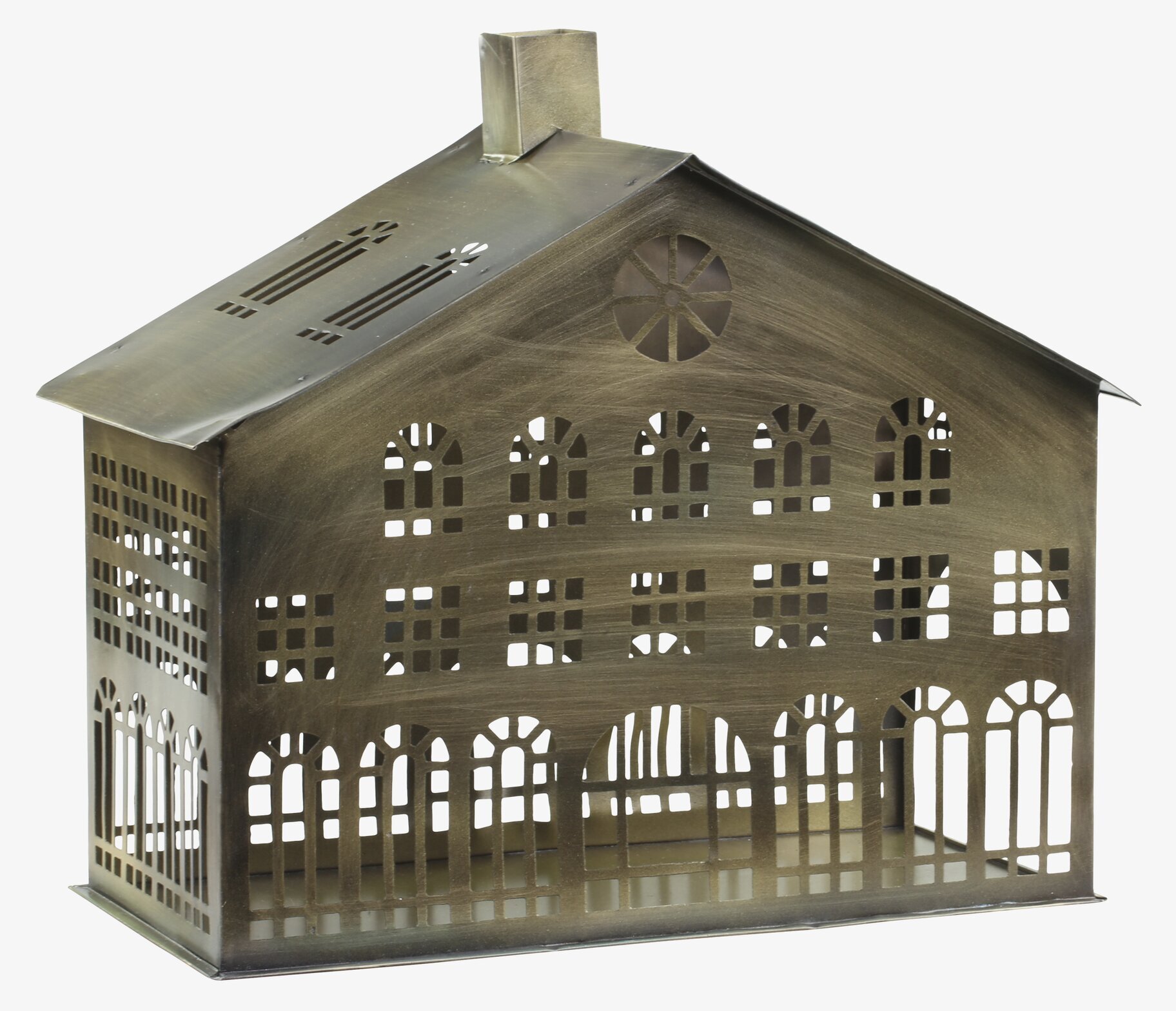 Ljuslykta Hus #6 Antik Mässing från Chic Antique