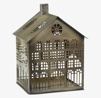 Bild av ljuslykta i form av ett antikt mässingshus