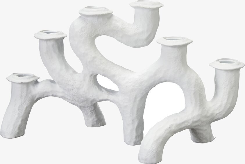 Willow Ljusstake Matt Vit från Wikholm Form med trädgrenar