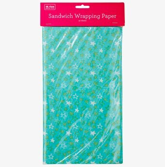 Smörgåspapper Grön Stjärnor från Rice med gröna och vita stjärnor