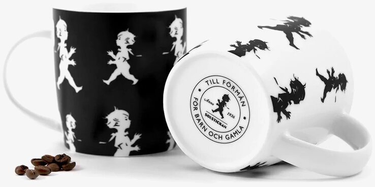 Mugg Solstickan Vit med Solstickan-figurer och logotyp