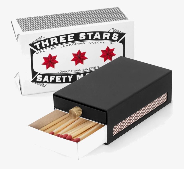 Tändsticksfodral Svart Three Stars från Solstickan