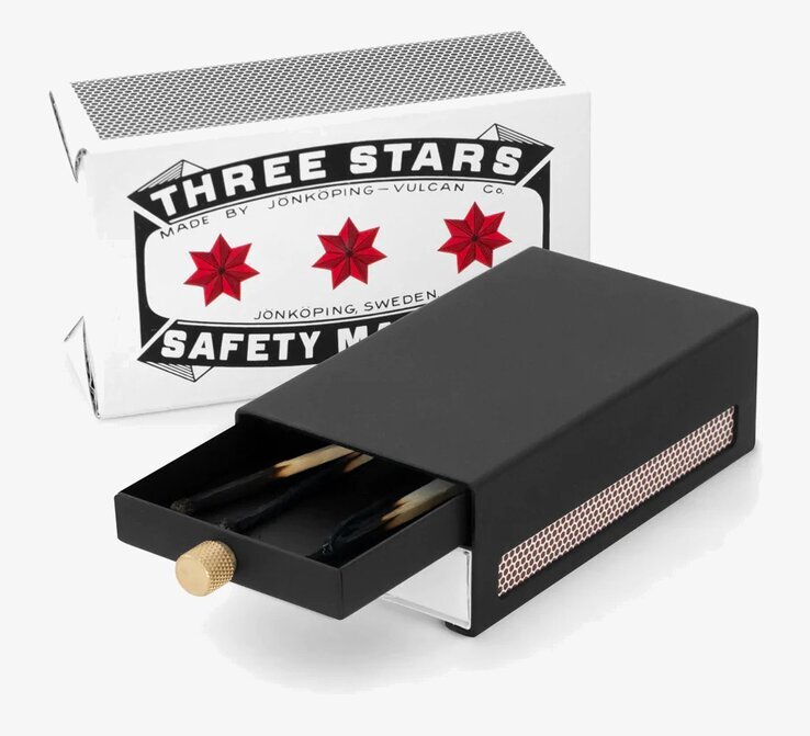 Tändsticksfodral Svart Three Stars från Solstickan