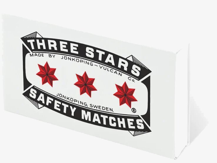 Tändsticksask Three Stars från Solstickan med tre stjärnor