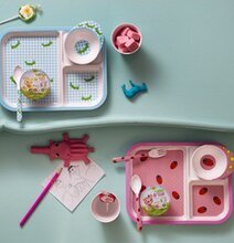 Barntallrik melamin från Rice med färgglada mönster och fack