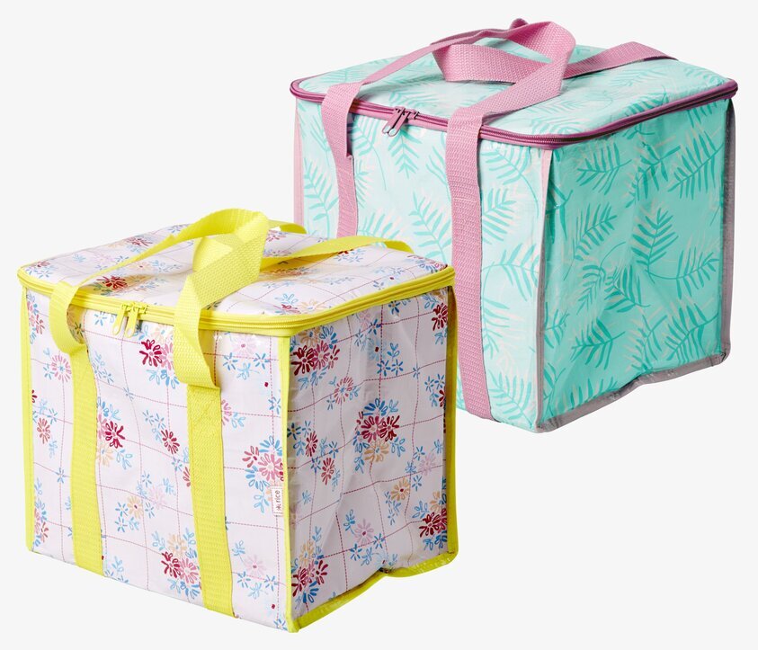 Kylväska från Rice med blommönster och turkos lövmönster