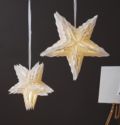 Pappersstjärna White Large från Star Trading upplyst inifrån