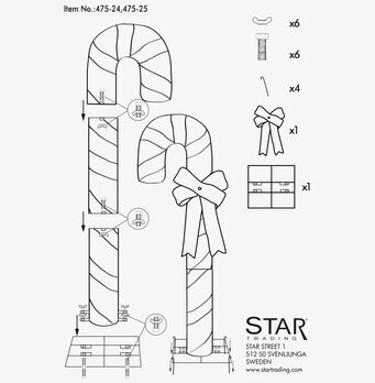 Utomhusdekoration CandyCane XL från Star Trading i delar