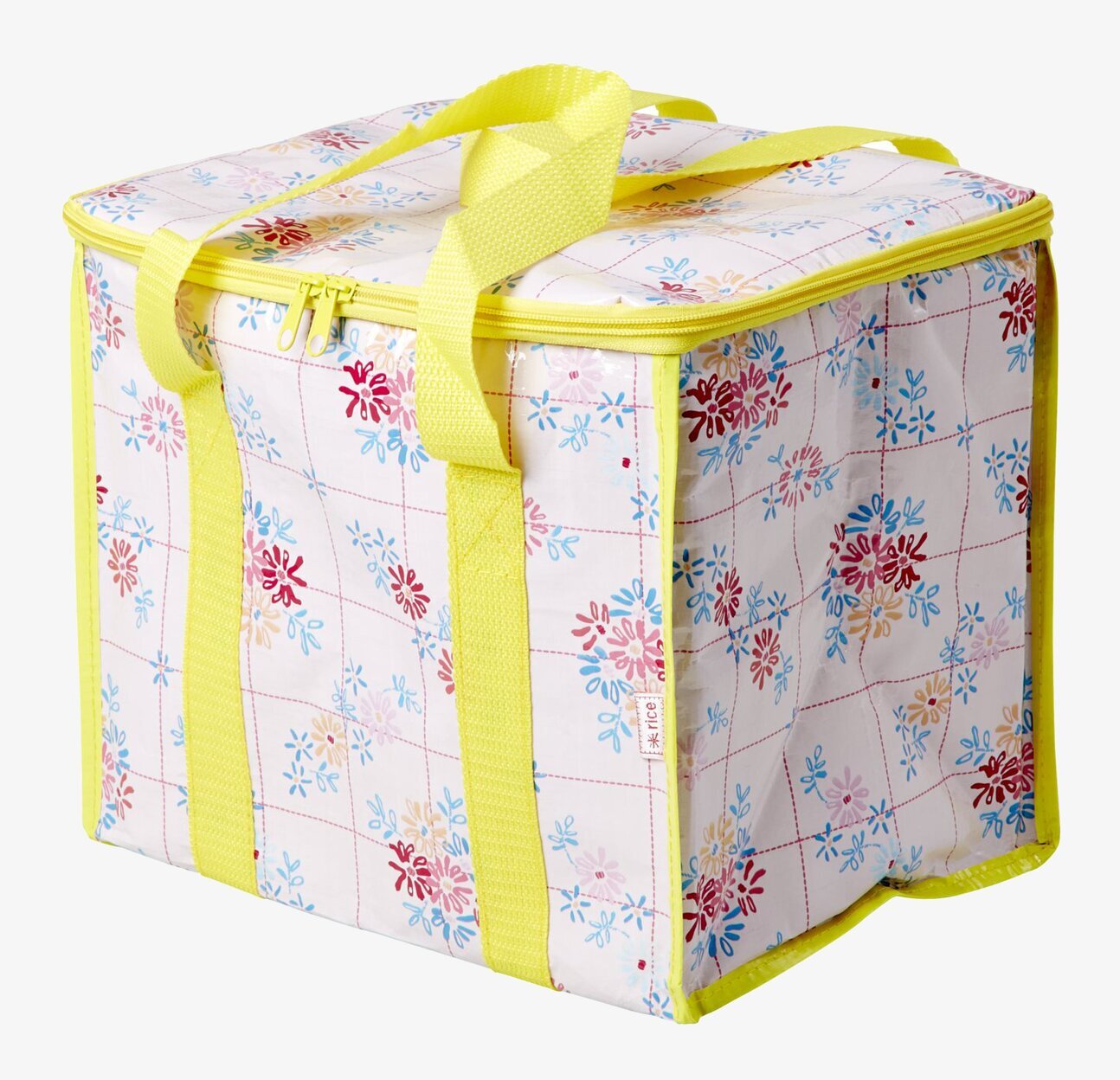 Kylväska från Rice med blommönster och gula handtag