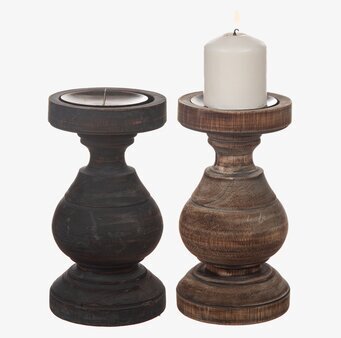 Ljusstake Trä Svarvad 20cm från Different Design i två finish