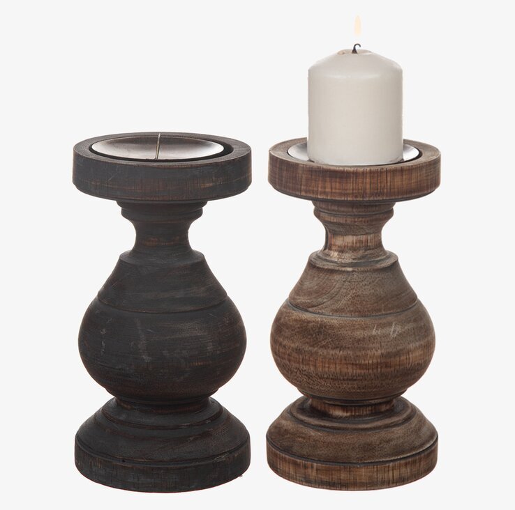 Ljusstake Trä Svarvad 20cm från Different Design i två finish