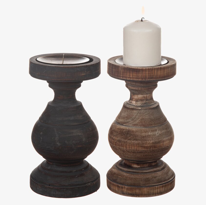 Ljusstake Trä Svarvad 20cm från Different Design i två finish