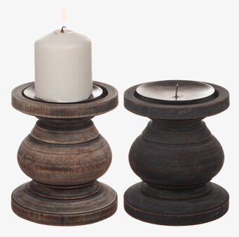 Ljusstake Trä Svarvad 12cm från Different Design i trä
