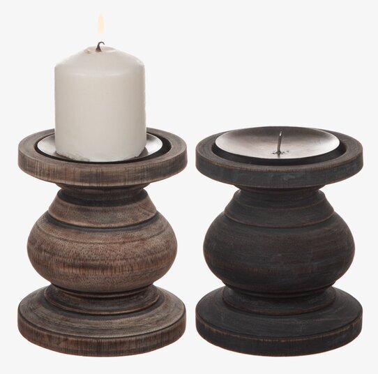 Ljusstake Trä Svarvad 12cm från Different Design i trä