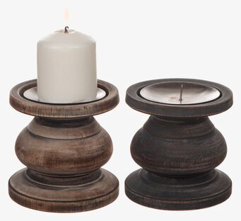 Ljusstake Trä Svarvad 10cm från Different Design med ljus