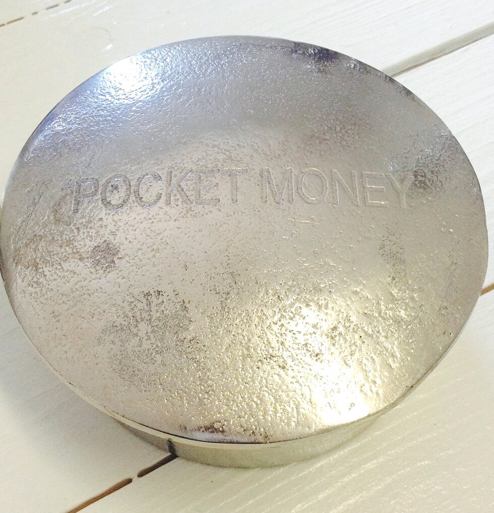 Box Pocket Money från THG, rund metallisk förvaringsbehållare