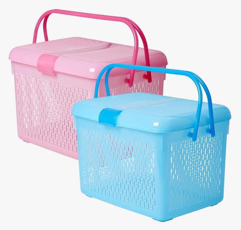 Picknickbag från Rice i pastellrosa och pastellblå färger