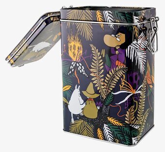 Foto av livfull kaffeburk med Mumintrollens motiv