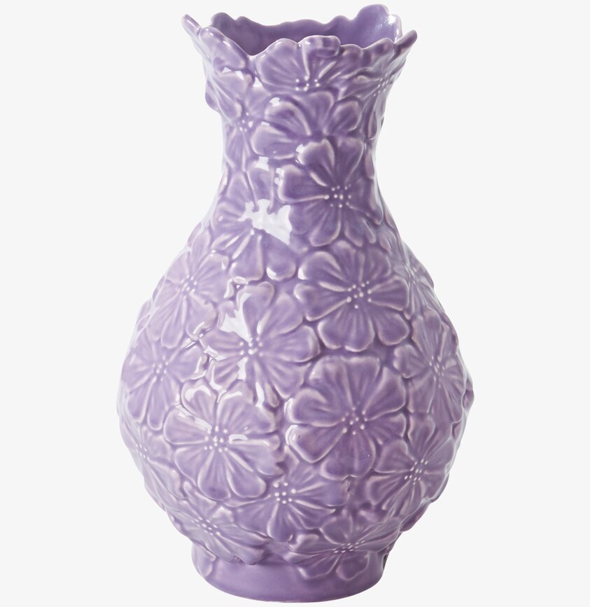 Vas Blomma Lavendel från Rice med blommigt reliefmönster