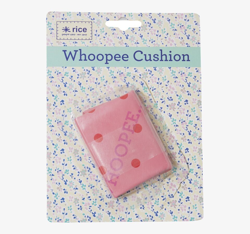 Whoopee Cushion Rosa från Rice i en blommig förpackning