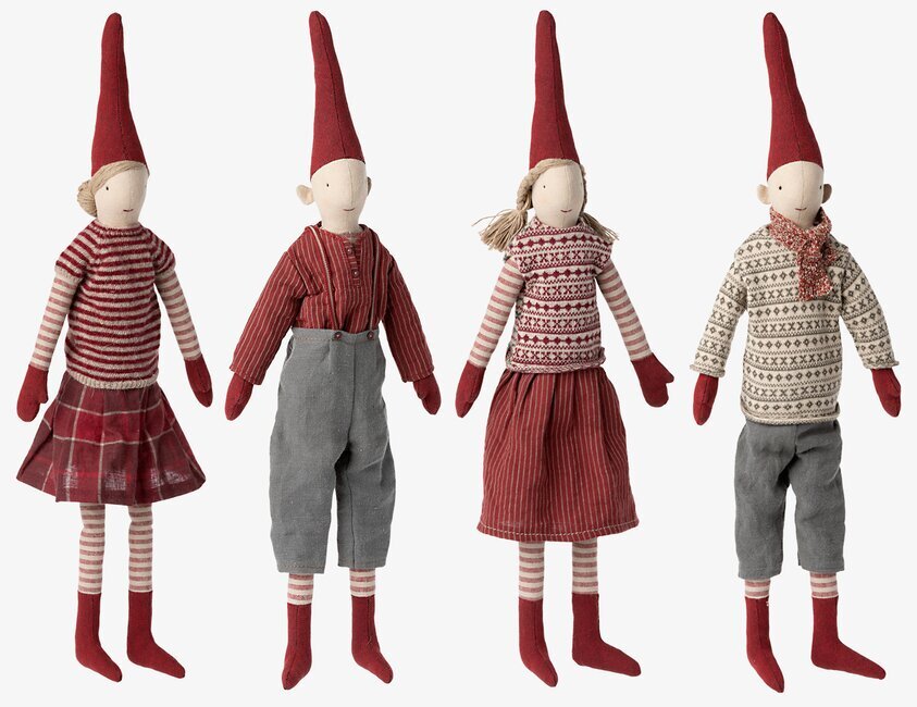 Fyra Medium Pixy Maileg-dockor från varumärket Maileg