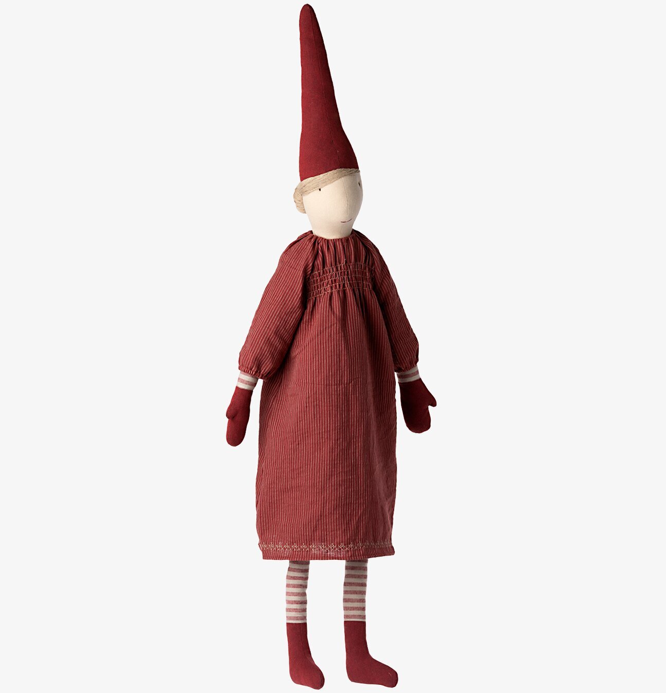 Mega Pixy Girl från Maileg med röd mössa och klänning