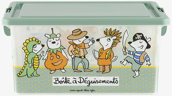 Bild av lekfull förvaringslåda med färgglada figurer