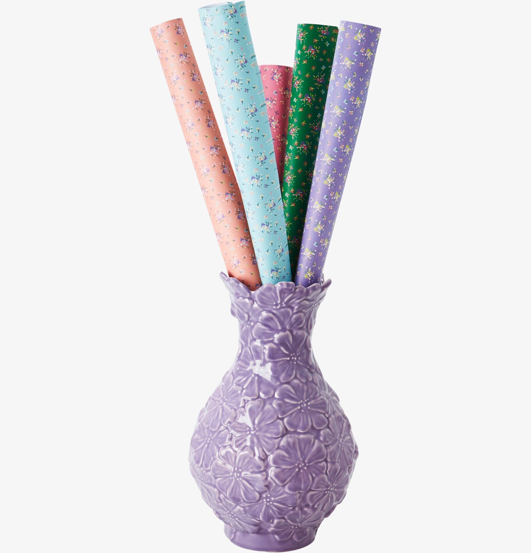 Vas Blomma Lavendel från Rice fylld med färgglada rullar