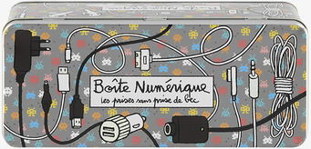 Bild av plåtburk med retrodesign och kablar