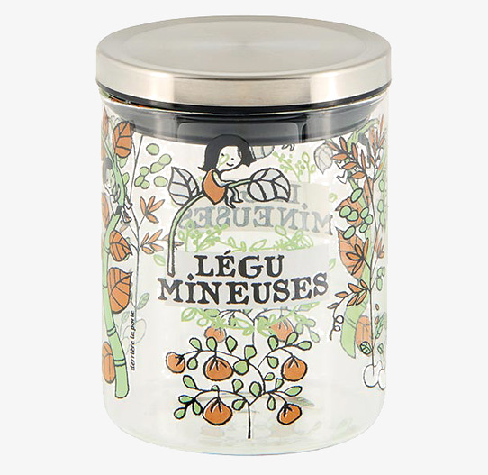 Bild av glasburk med kreativa växtillustrationer