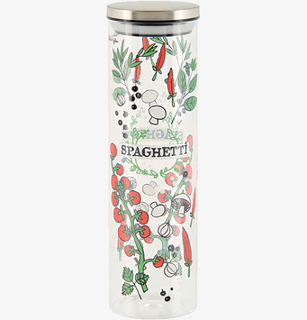 Bild av glasburk för spaghetti med färgglatt mönster