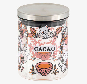 Bild av stilfull glasburk för kakao med kattmotiv