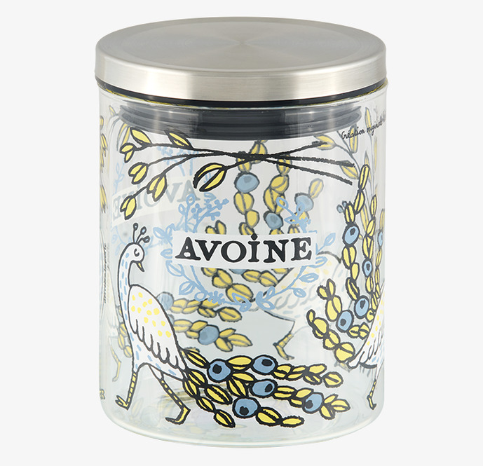 Glasburk Havregryn från Derriére la porte med illustrationer