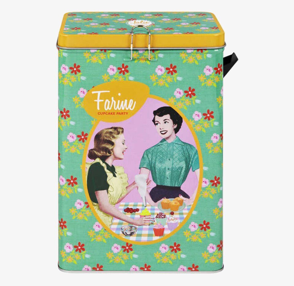 Plåtburk Mjöl från Derriére la porte i retro design