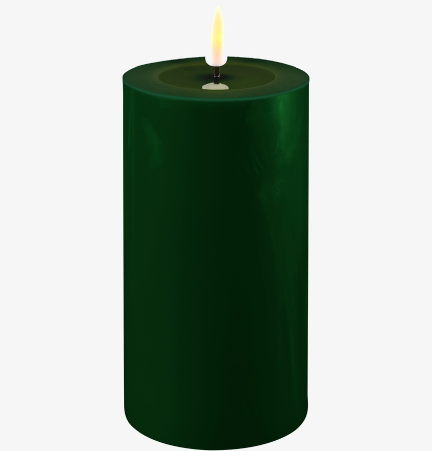 Blockljus LED Mörkgrön 7.5x15cm från Deluxe Homeart