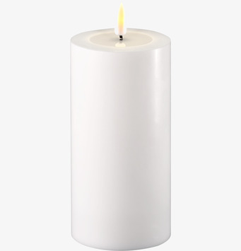 Blockljus LED Vit 7.5x15cm från Deluxe Homeart i vit vax