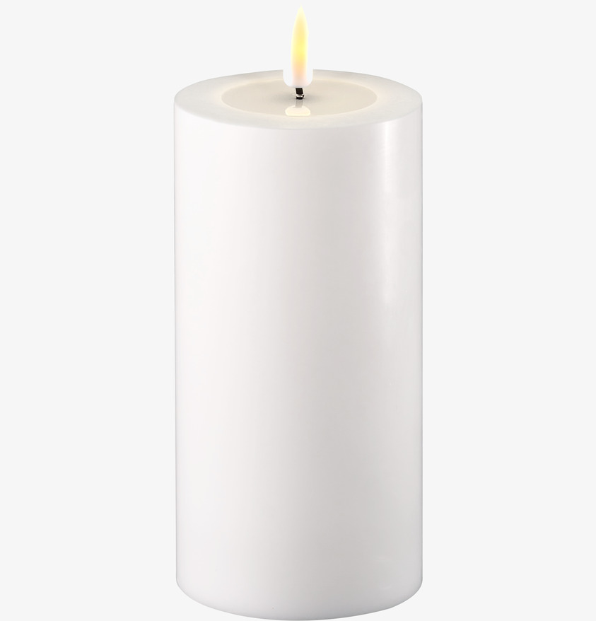 Blockljus LED Vit 7.5x15cm från Deluxe Homeart i vit vax