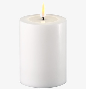 Blockljus LED Vit 7.5x10cm från Deluxe Homeart i vitt vax