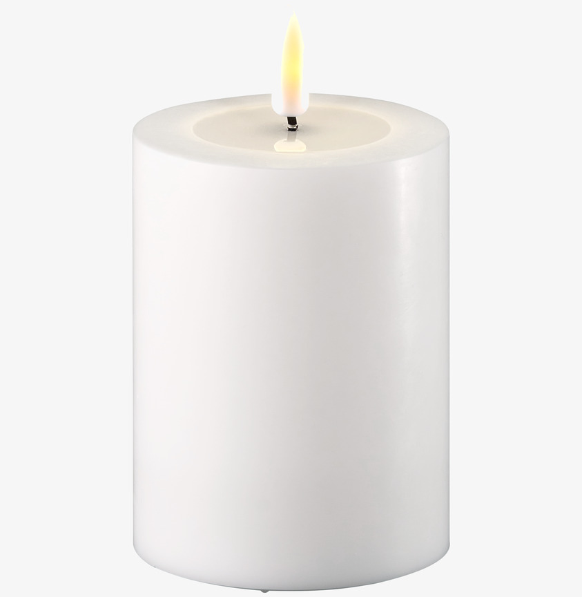 Blockljus LED Vit 7.5x10cm från Deluxe Homeart i vitt vax